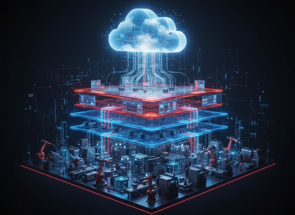 architettura tecnologie OT industria 4.0 con sistemi di automazione e integrazione IT OT