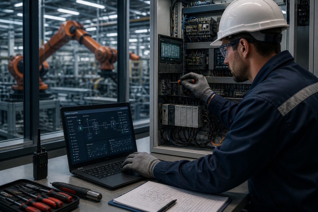 Assistenza tecnica OT su sistemi industriali con intervento su quadro elettrico e PLC